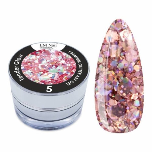 Żel do zdobień EM Nail Paint Premium Glitter Art Gel Tender Glow 5