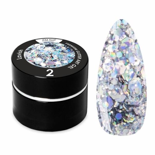 Żel do zdobień EM Nail Paint Premium Glitter Art Gel Lavish 2