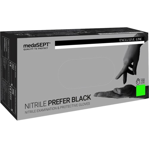 Rękawiczki Nitrylowe ochronne MedaSEPT Black Rozmiar S 100 szt.