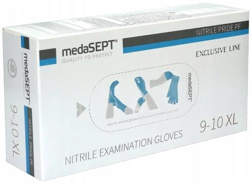 Rękawice rękawiczki Nitrylowe Niebieskie 100szt XL PRIDE