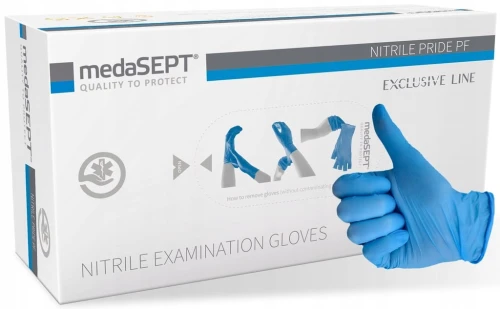 Rękawiczki jednorazowe nitrylowe MedaSEPT r. M 100 szt. niebieskie PREFER