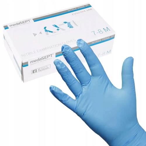 Rękawiczki jednorazowe nitrylowe MedaSEPT r. M 100 szt. niebieskie PREFER