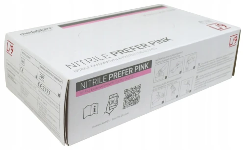 Rękawice rękawiczki nitrylowe L różowe 100szt PREFER