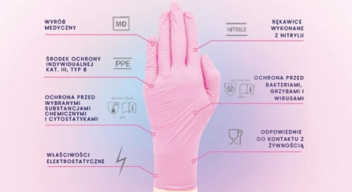 Rękawice rękawiczki nitrylowe L różowe 100szt PREFER