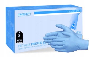 Rękawiczki jednorazowe nitrylowe MedaSEPT r. ROZMIAR S 100 szt. prefer blue