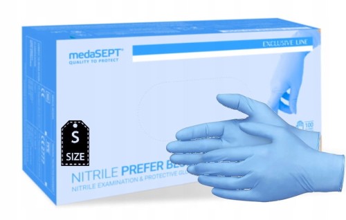 Rękawiczki jednorazowe nitrylowe MedaSEPT r. ROZMIAR S 100 szt. prefer blue