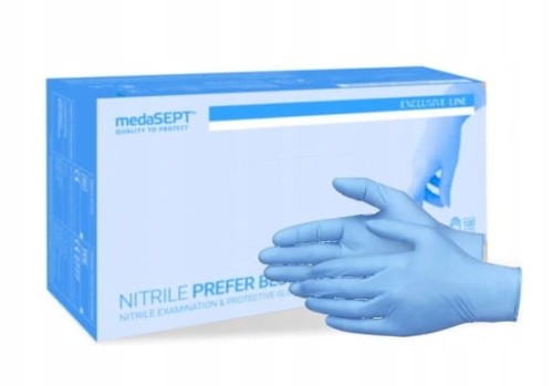 Rękawiczki jednorazowe nitrylowe MedaSEPT r. ROZMIAR S 100 szt. prefer blue