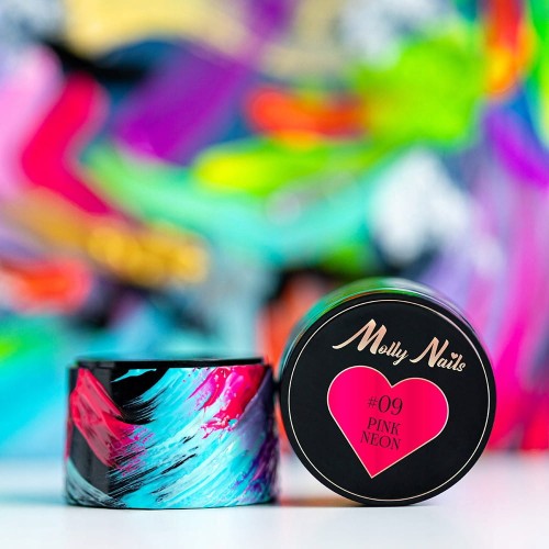 Molly Nails Pro Art nr. 9 pink neon pasta do zdobień różowa 5g