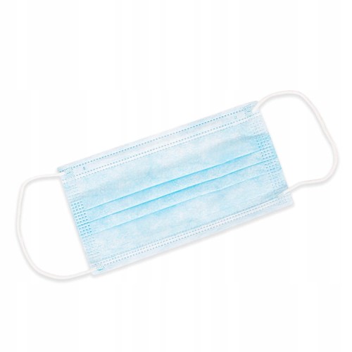 50x Maska Maseczki Ochronne Jednorazowe 3-Warstwowe Niebieskie