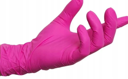 Rękawice nitrylowe medaSEPT różowe red rose rozmiar M 100 szt. PREFER