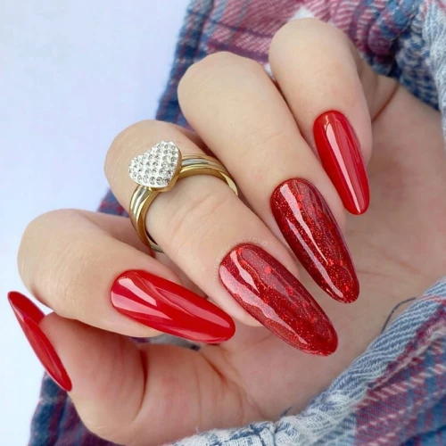 Boska Nails Lakier Hybrydowy brokat czerwony No 366 Red Rain 6ml