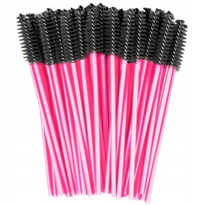 50 x SZCZOTECZKA SZCZOTKA DO RZĘS I BRWI SPIRALKA ciemny róż-czarna