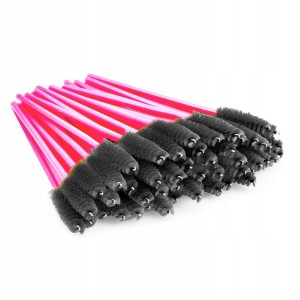 50 x SZCZOTECZKA SZCZOTKA DO RZĘS I BRWI SPIRALKA ciemny róż-czarna