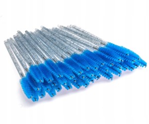 Szczoteczki spiralki do rzęs Clavier brokatowe 50 sztuk niebieskie