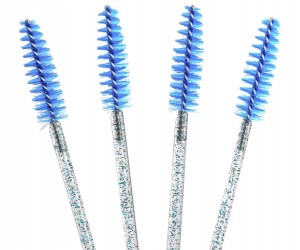 Szczoteczki spiralki do rzęs Clavier brokatowe 50 sztuk niebieskie