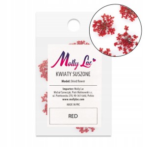 Ozdoba do paznokci suszone kwiatki MollyLac Red 5szt