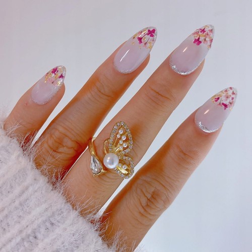 Suszone kwiatki do paznokci Pink różowe kwiaty do zdobień MollyLac