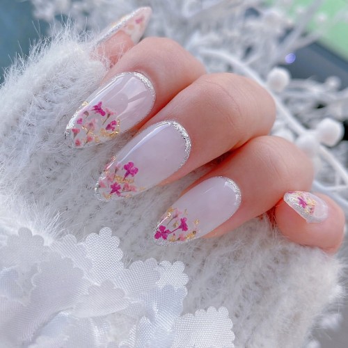 Suszone kwiatki do paznokci Pink różowe kwiaty do zdobień MollyLac