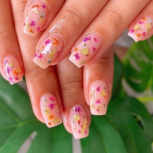 Suszone kwiatki do paznokci Pink różowe kwiaty do zdobień MollyLac