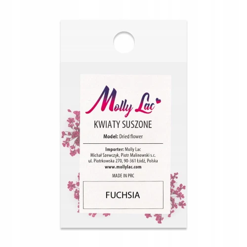 Ozdoba do paznokci suszone kwiatki MollyLac Fuchsia 5szt