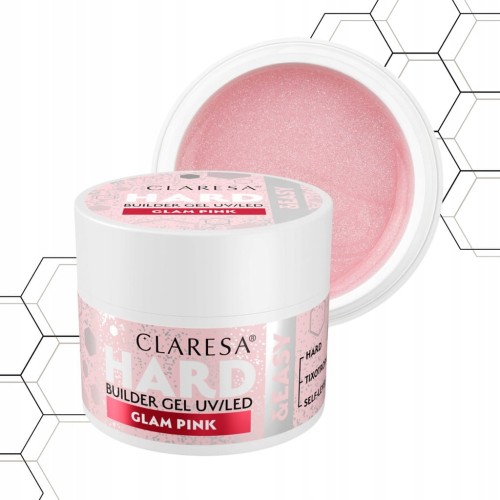 Claresa HARD&EASY Żel budujący różowy z drobinkami Glam Pink 45g
