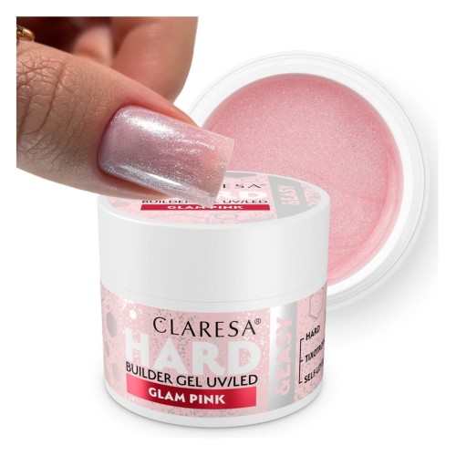 Claresa HARD&EASY Żel budujący różowy z drobinkami Glam Pink 45g