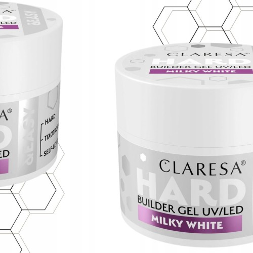 Claresa HARD&EASY Żel budujący mlecznobiały twardy Milky White 45g