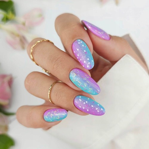 Claresa Top Hybrydowy Z Efektem Konfetti No Wipe Candy Rainbow 5g