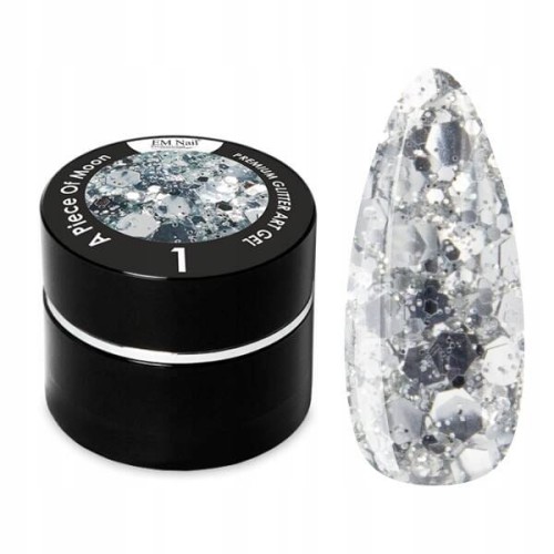 Żel do zdobień EM Nail Paint Premium Glitter Art Gel A Piece of Moon 1