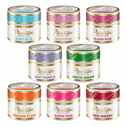 Czerwony żel do zdobień Picassini Paint Gel RED CHERRY Boska Nails 5 ml