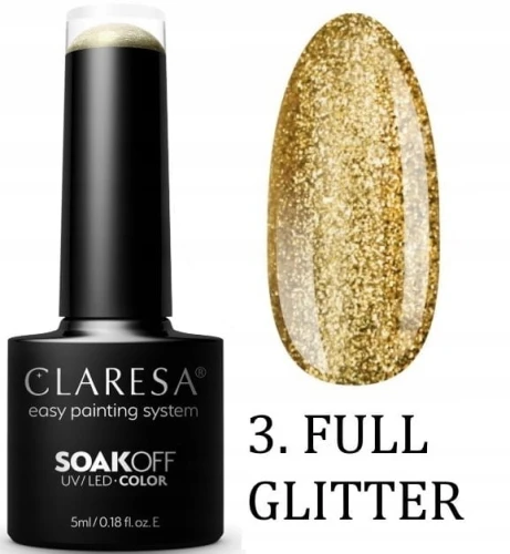 CLARESA LAKIER HYBRYDOWY FULL GLITTER 3 - 5 g