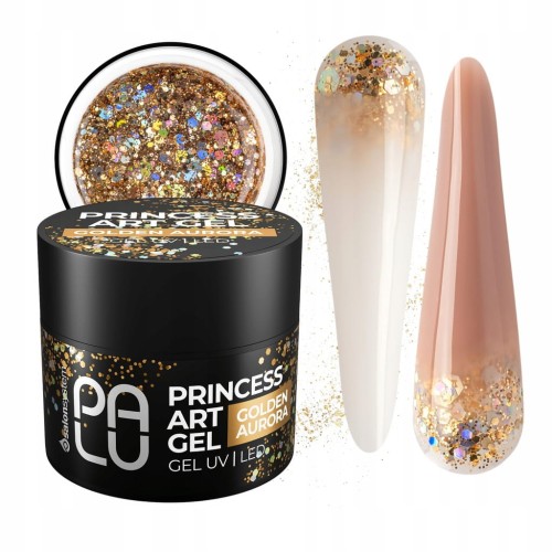 PALU Żel do zdobień paznokci Holo Drobinki Princess Art 10g Golden Aurora