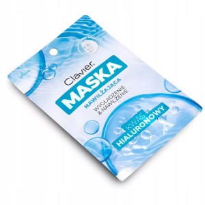 CLAVIER Maska do twarzy w płacie NAWILŻAJĄCA Z KWASEM HIALURONOWYM, 25 ml