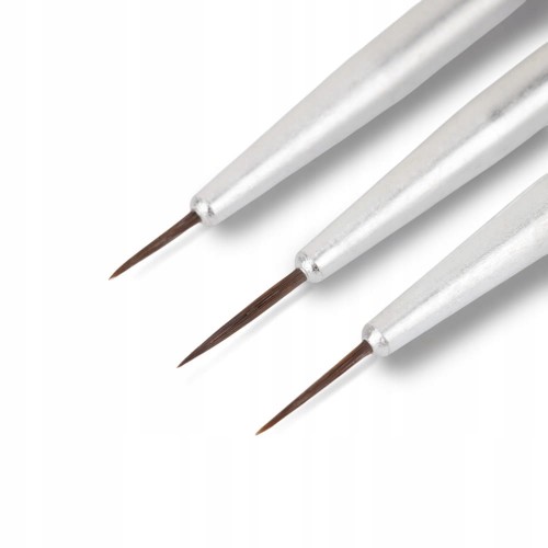 Pędzelek Do Zdobień Paznokci Precyzyjny Do French Czarny ZESTAW 3szt