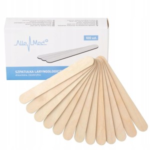 Szpatułki Laryngologiczne Drewniane Jednorazowe AlleMed 100szt do Depilacji