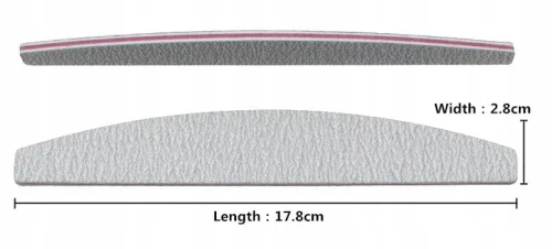 50x Pilnik do paznokci łódka 100/180 szary zestaw