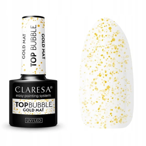 Claresa lakier hybrydowy bez przemywania TOP BUBBLE GOLD MATT NO WIPE 5g