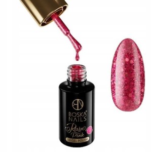 RÓŻOWY LAKIER HYBRYDOWY Z DROBINKĄ PINK RAIN NO 440 6 ML BOSKA NAILS
